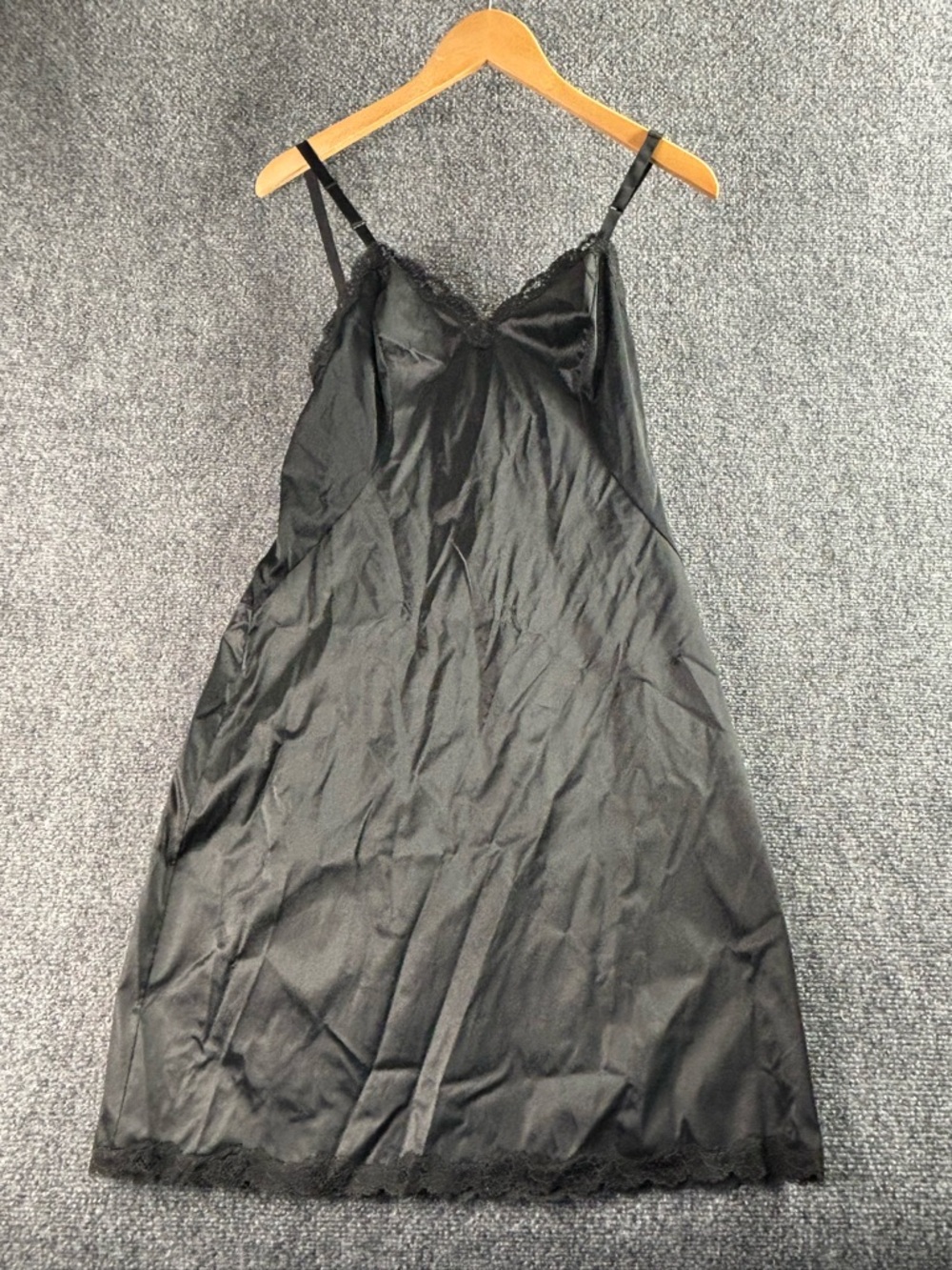 Vintage Y2K Whimsygoth Goth Punk grunge Lace-Trim Black Slip Dress
